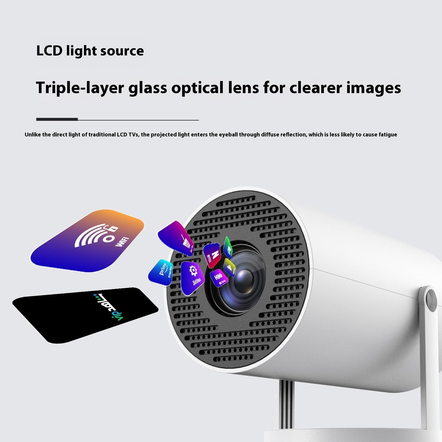Projector Small Straight Projector for Home Use 180 Degrees